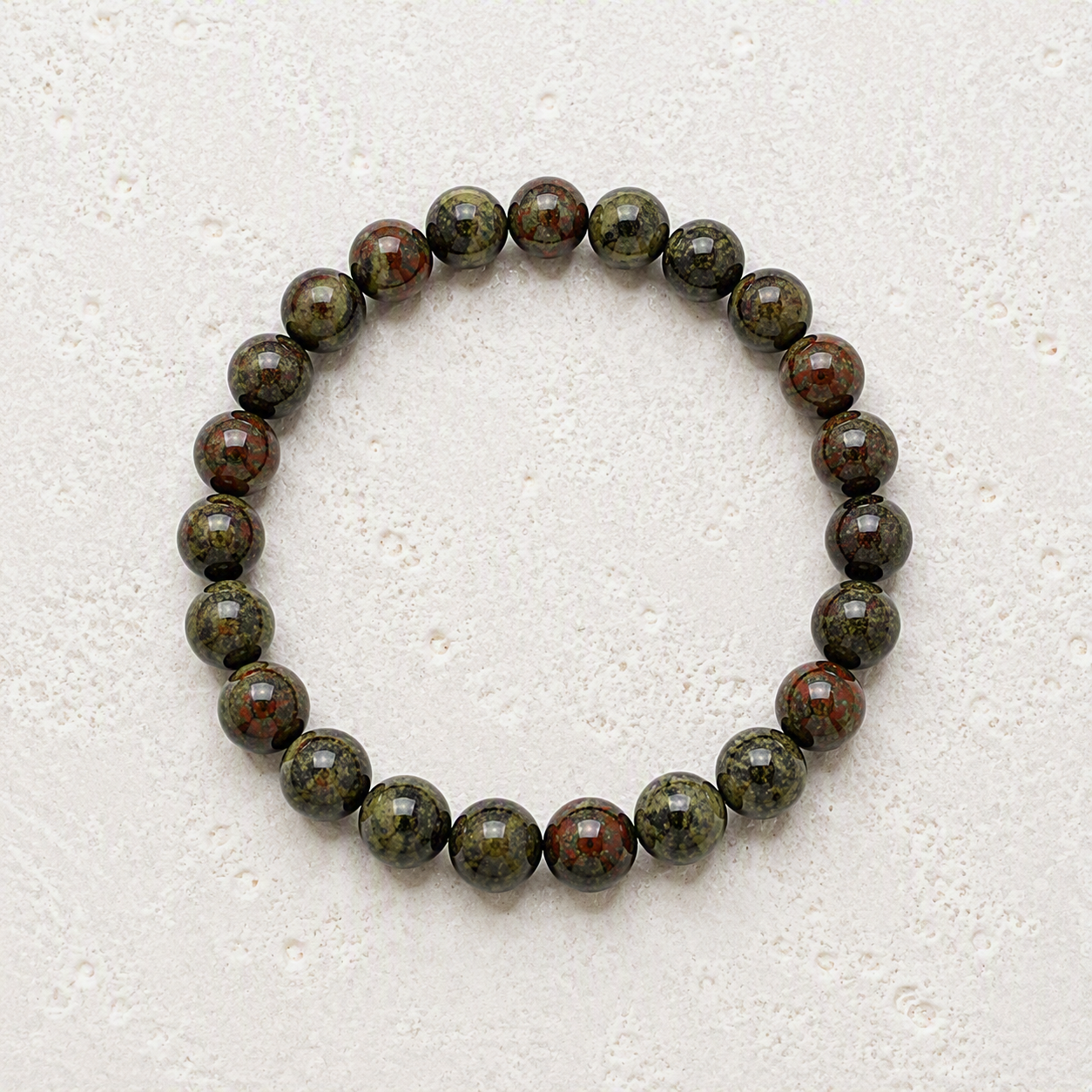 Dragon Blood Jasper Beaded Stretch Bracelet 8mm - Courage, Strength, Vitality