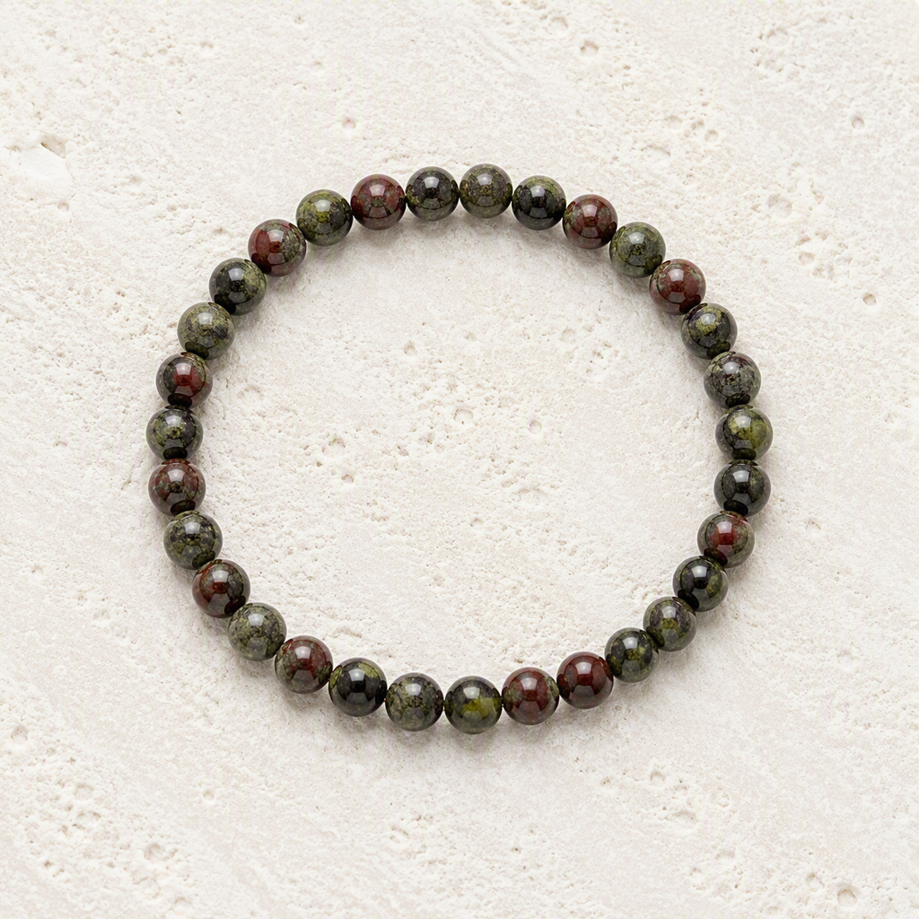 Dragon Blood Jasper Beaded Stretch Bracelet 6mm - Courage, Strength, Vitality