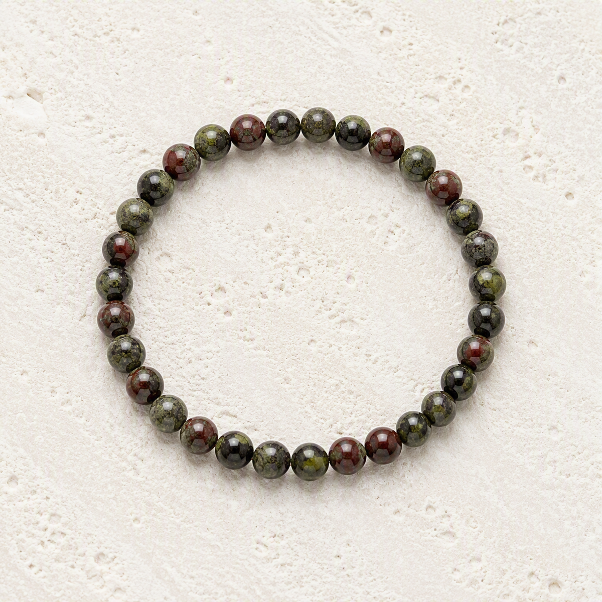 Dragon Blood Jasper Beaded Stretch Bracelet 6mm - Courage, Strength, Vitality