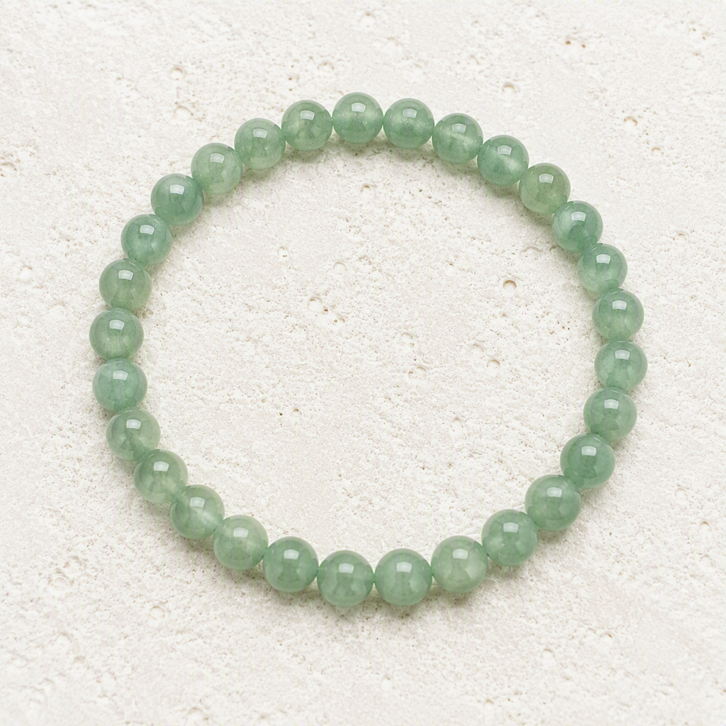 Green Aventurine Beaded Stretch Bracelet 6mm - Prosperity, Growth, Good Fortune