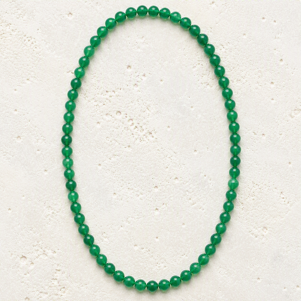 Emerald Green Quartz Beaded Stretch Necklace 6mm - Growth, Harmony, Positive Energy