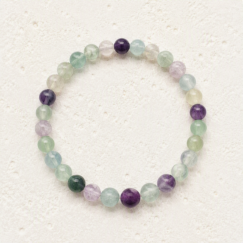 Fluorite 6mm Beaded Stretch Bracelet • Clarity, Focus, Balance