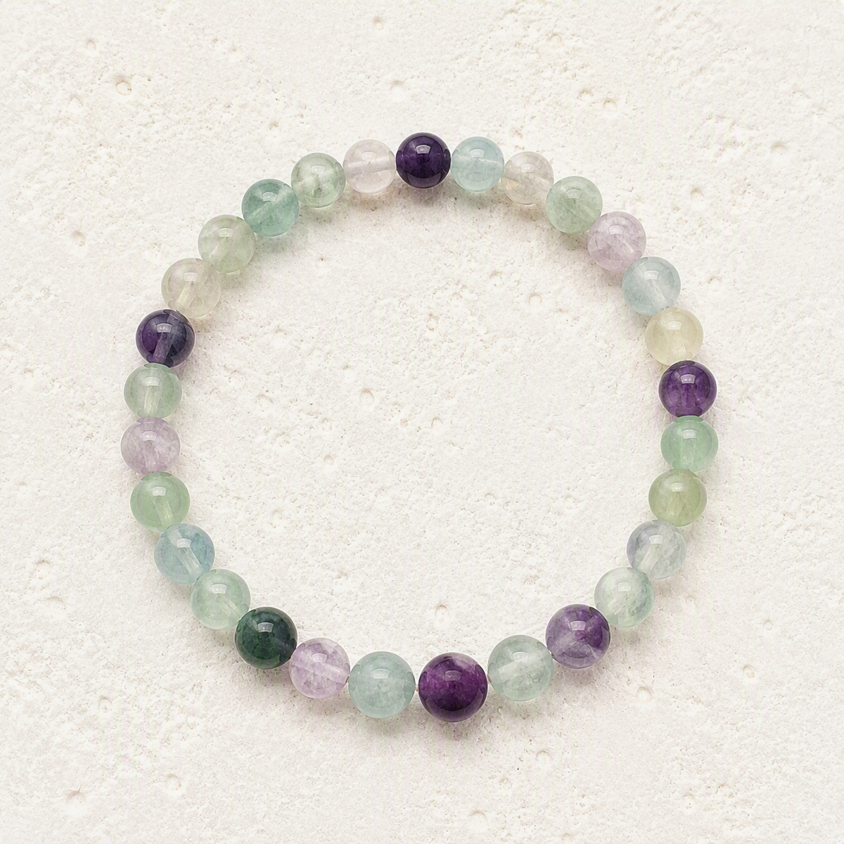 Fluorite 6mm Beaded Stretch Bracelet • Clarity, Focus, Balance