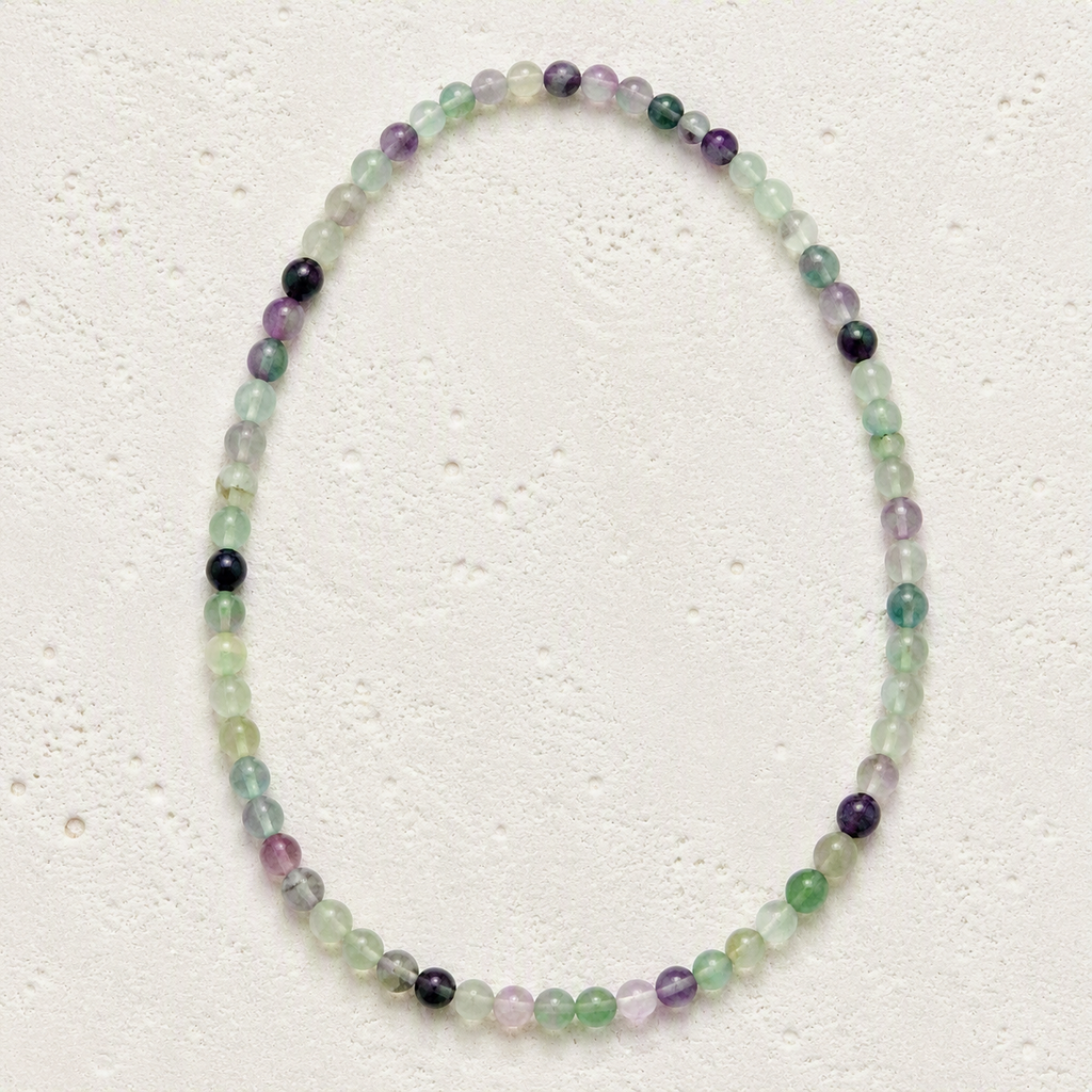Fluorite Beaded Stretch Necklace 6mm - Clarity, Focus, Balance