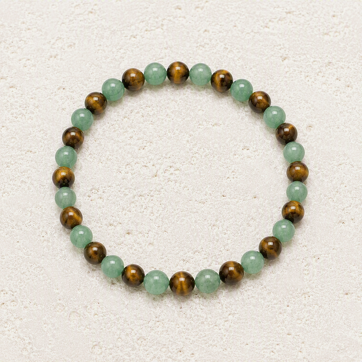 Green Aventurine, Tiger's Eye 6mm Stretch Bracelet • Prosperity, Confidence, Success