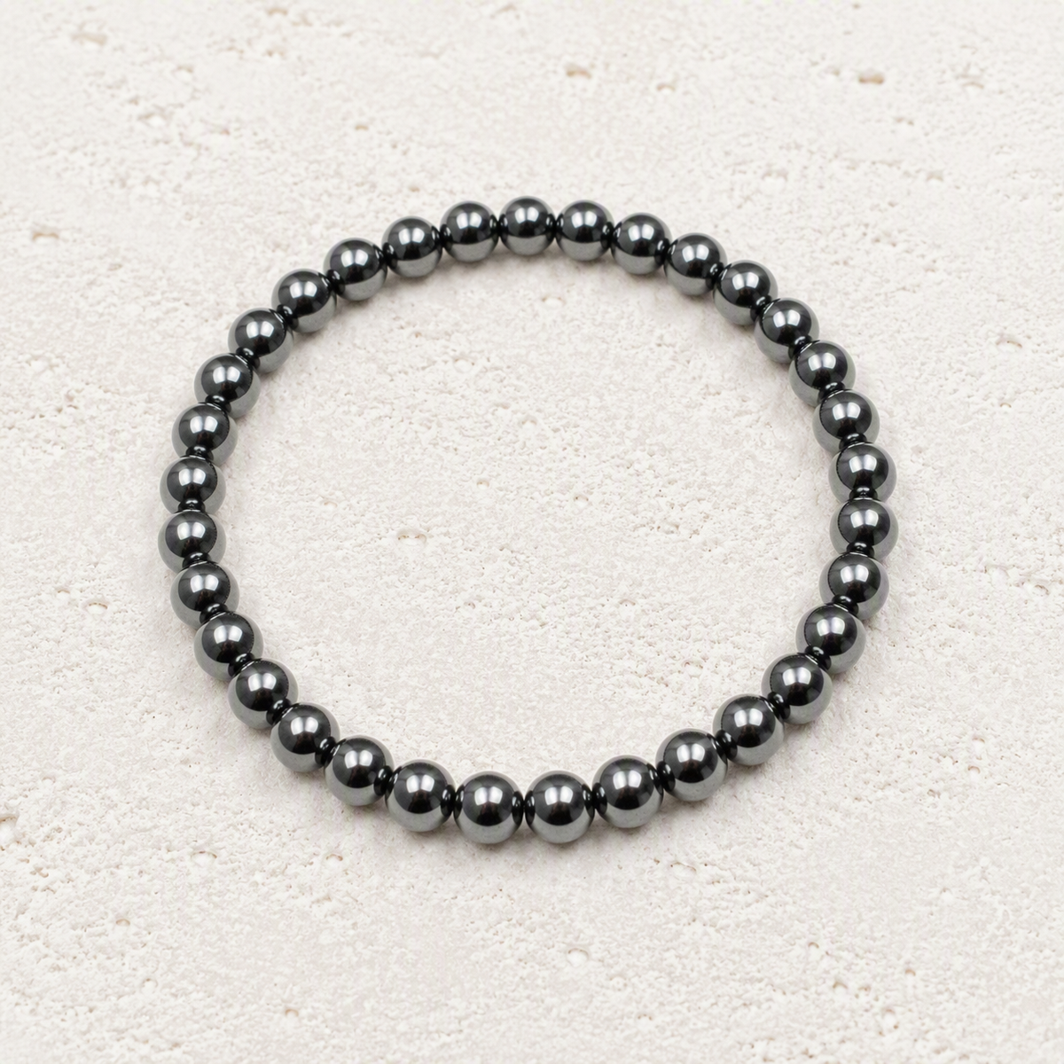 Hematite 6mm Beaded Stretch Bracelet • Grounding, Focus, Inner Strength