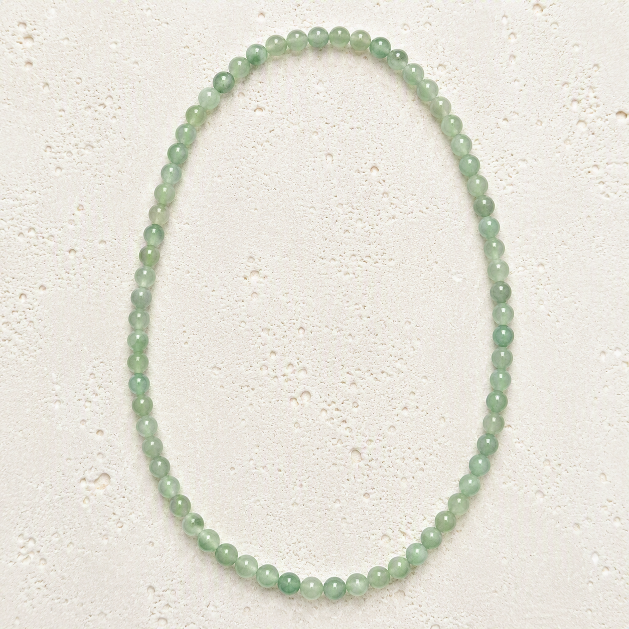 Green Aventurine Beaded Stretch Necklace 6mm - Prosperity, Growth, Good Fortune