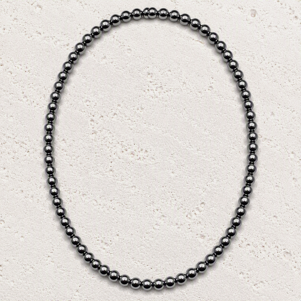Hematite 6mm Stretch Necklace • Grounding, Focus, Inner Strength