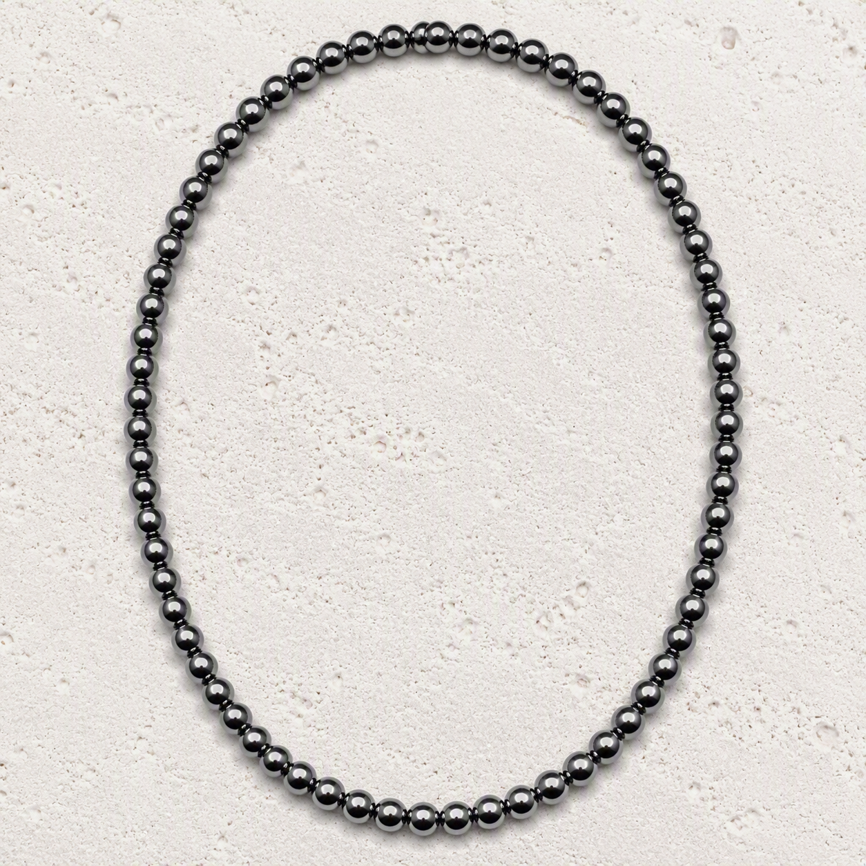 Hematite 6mm Stretch Necklace • Grounding, Focus, Inner Strength