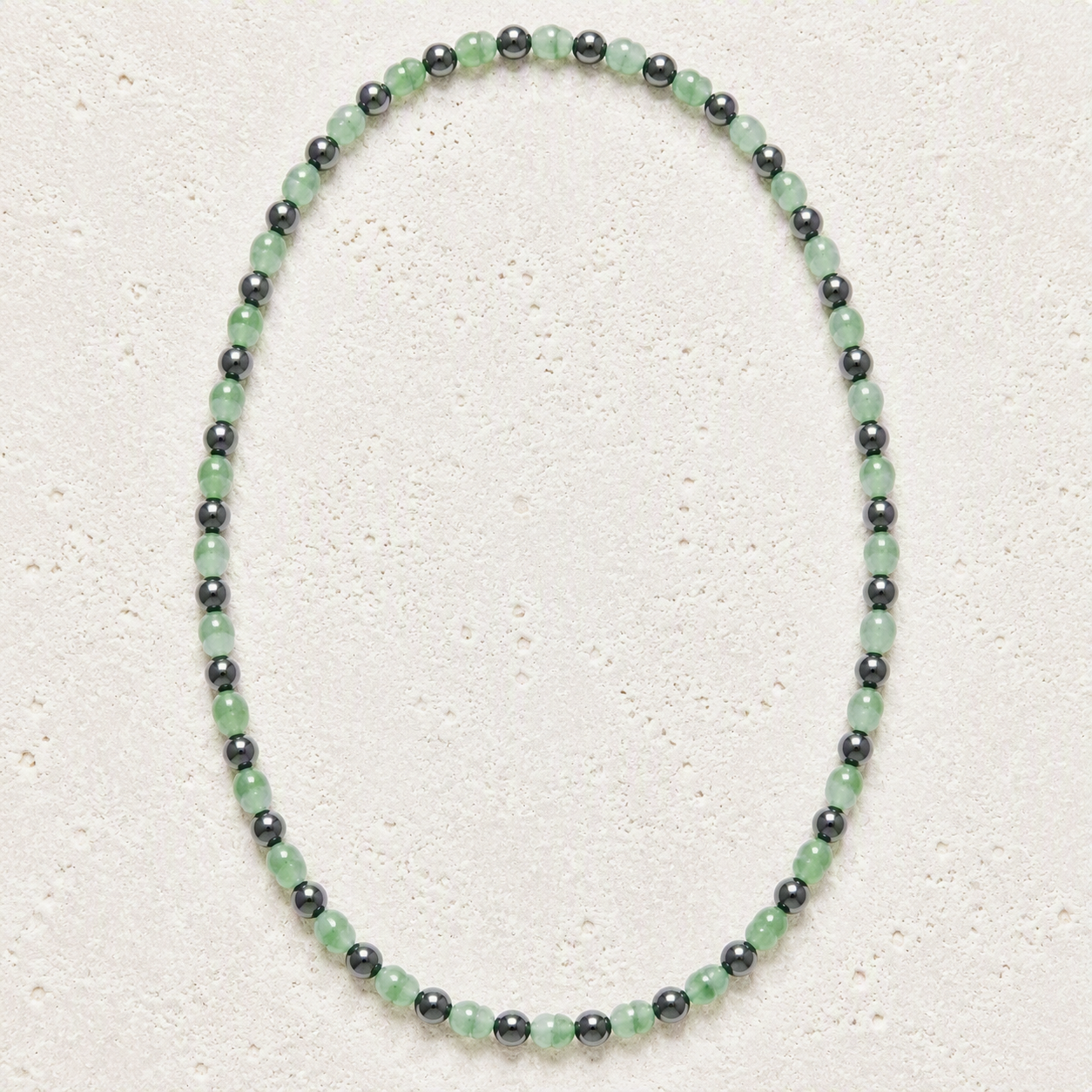 Green Aventurine, Hematite 6mm Stretch Necklace • Prosperity, Balance, Grounded Strength