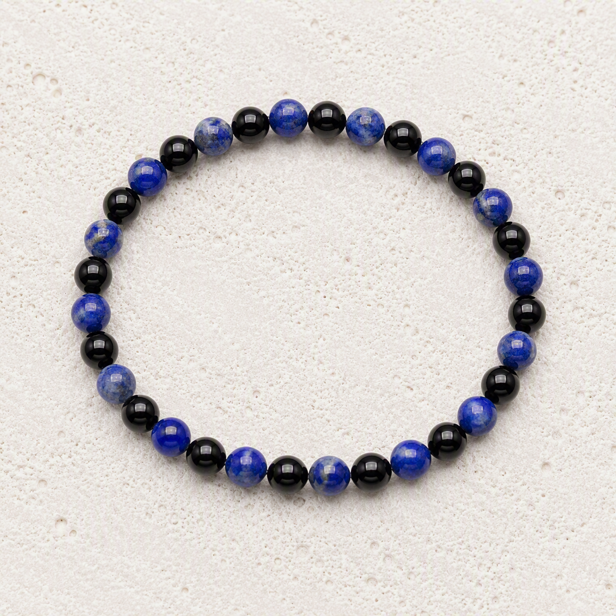 Lapis Lazuli, Black Onyx 6mm Stretch Bracelet • Wisdom, Confidence, Inner Strength