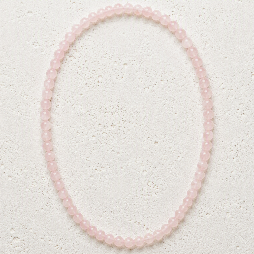 Rose Quartz 6mm Beaded Stretch Necklace • Love, Compassion, Emotional Harmony