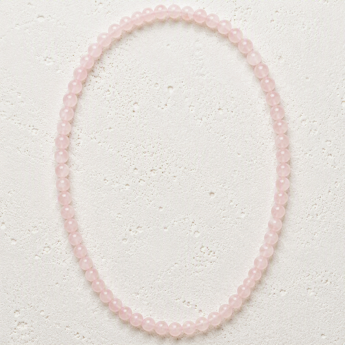 Rose Quartz 6mm Beaded Stretch Necklace • Love, Compassion, Emotional Harmony