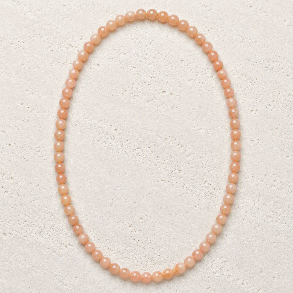 Peach Moonstone 6mm Stretch Necklace • Intuition, New Beginnings, Emotional Balance