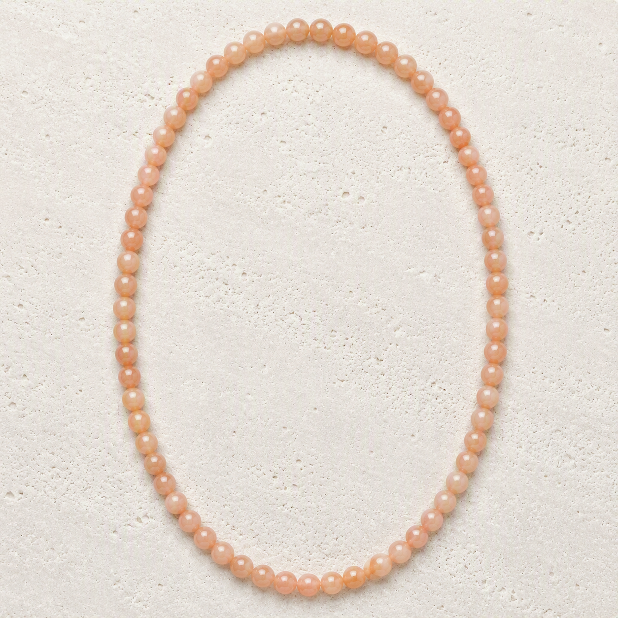 Peach Moonstone 6mm Stretch Necklace • Intuition, New Beginnings, Emotional Balance