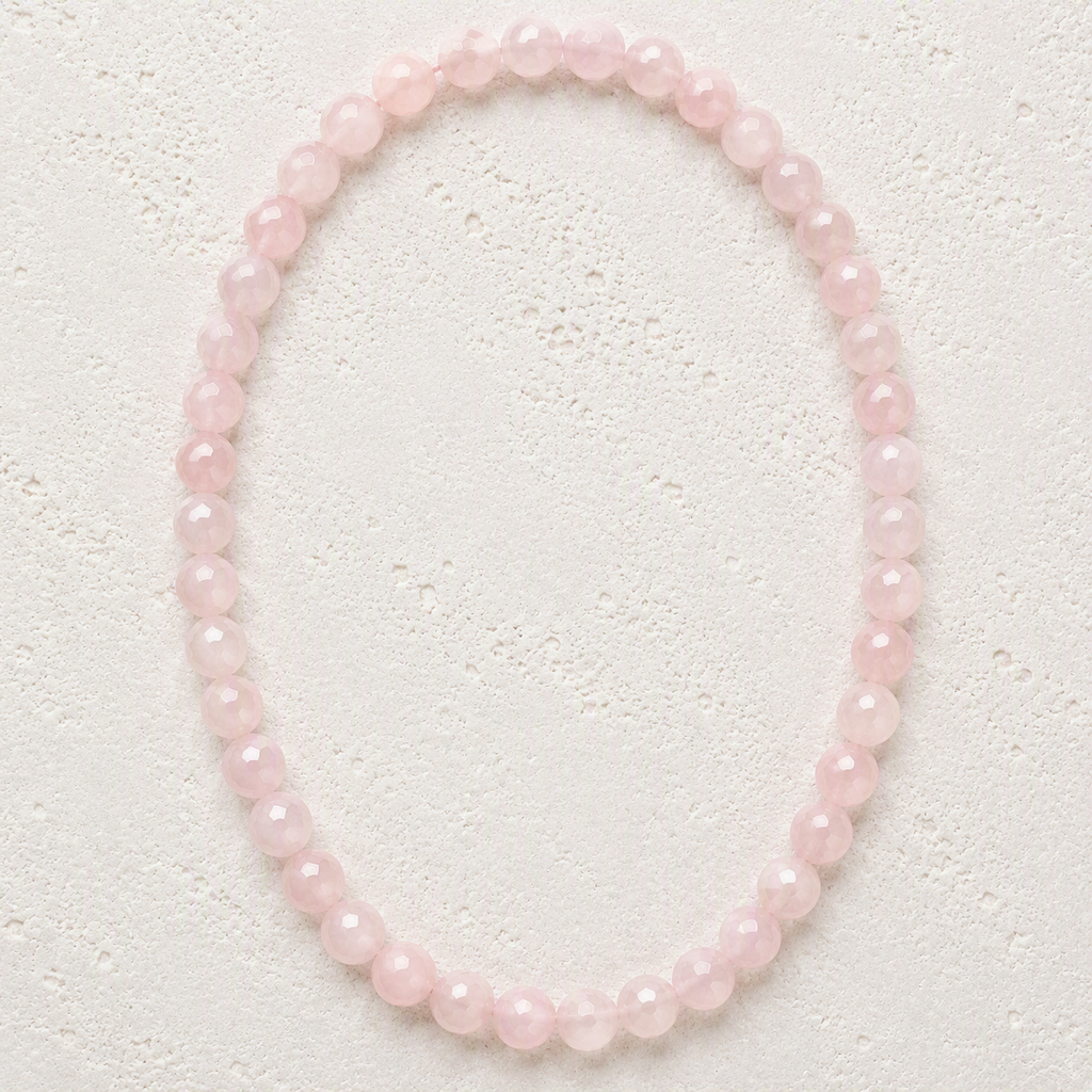 Rose Quartz Faceted 8mm Stretch Necklace • Love, Compassion, Emotional Harmony