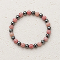 Rhodochrosite, Hematite 6mm Beaded Stretch Bracelet • Love, Balance, Inner Strength