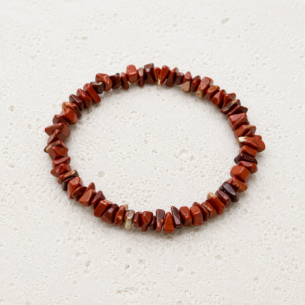 Red Jasper Chip Stretch Bracelet 3-5mm • Strength, Stability, Grounding