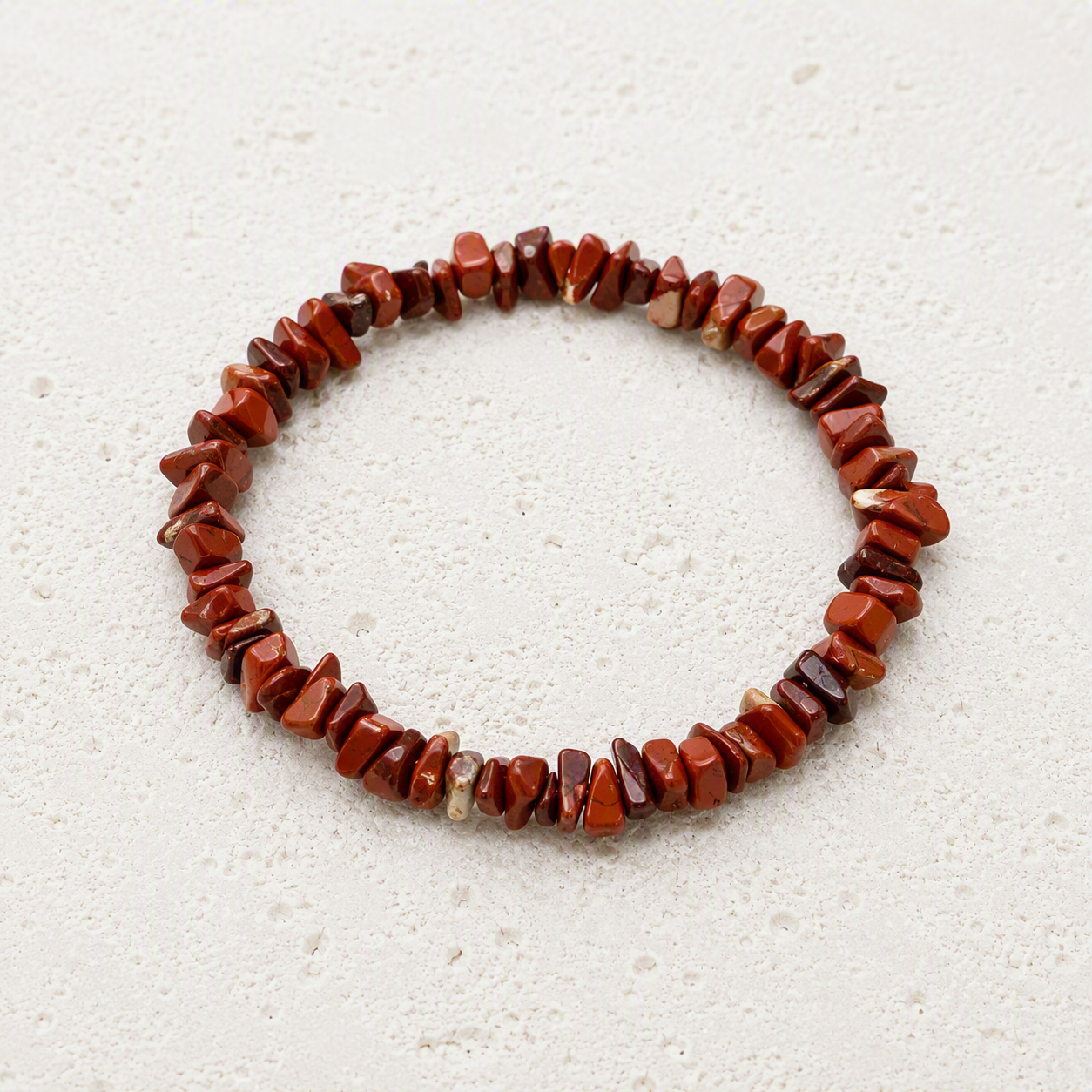 Red Jasper Chip Stretch Bracelet 3-5mm • Strength, Stability, Grounding