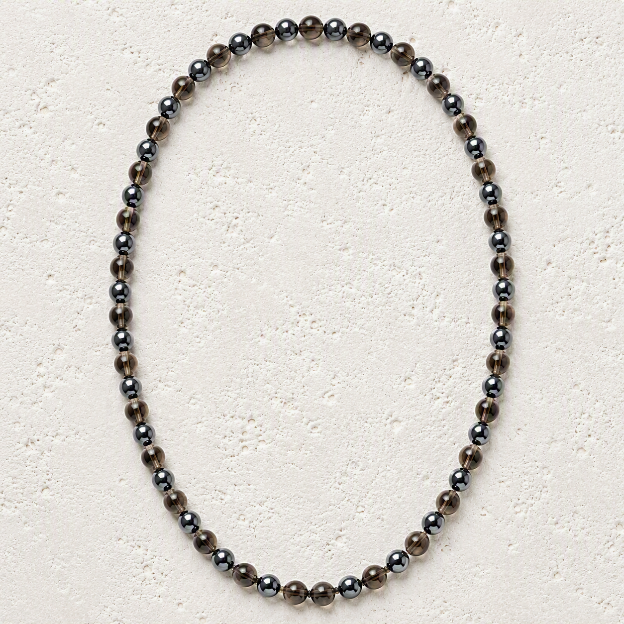 Smoky Quartz, Hematite 6mm Stretch Necklace • Grounding, Balance, Inner Strength