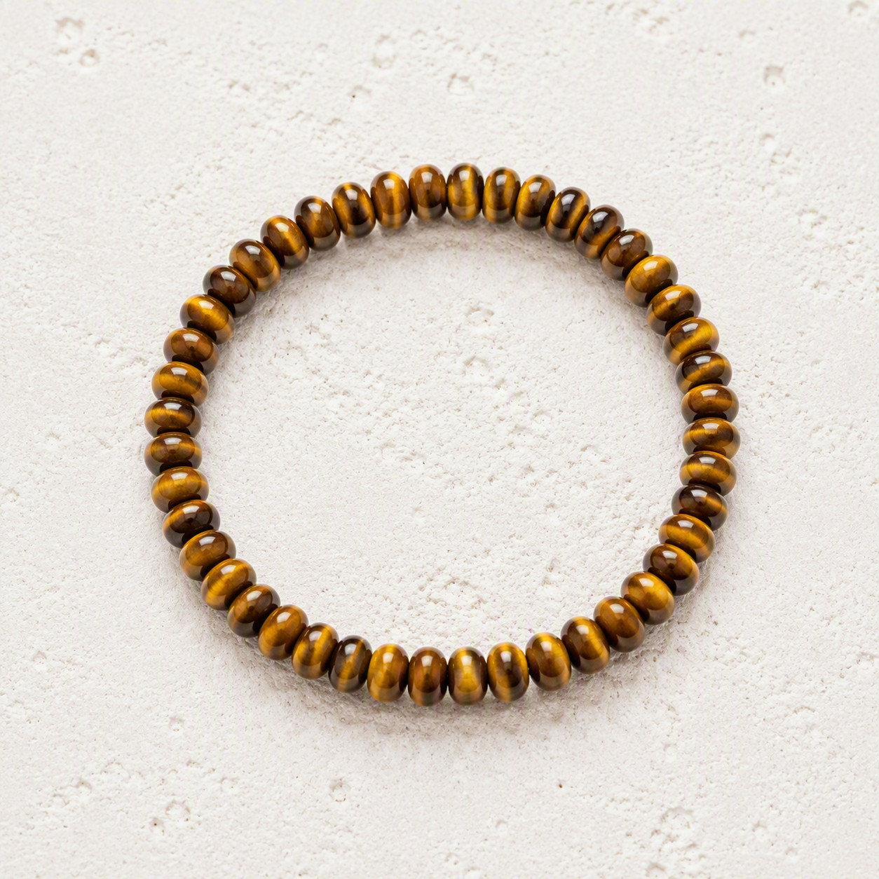 Tiger's Eye Rondelle Beaded Stretch Bracelet 6mm • Confidence, Courage, Focus