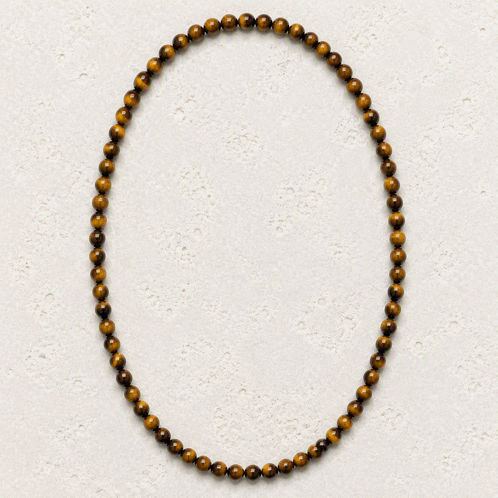 Tiger's Eye 6mm Beaded Stretch Necklace • Confidence, Courage, Focus