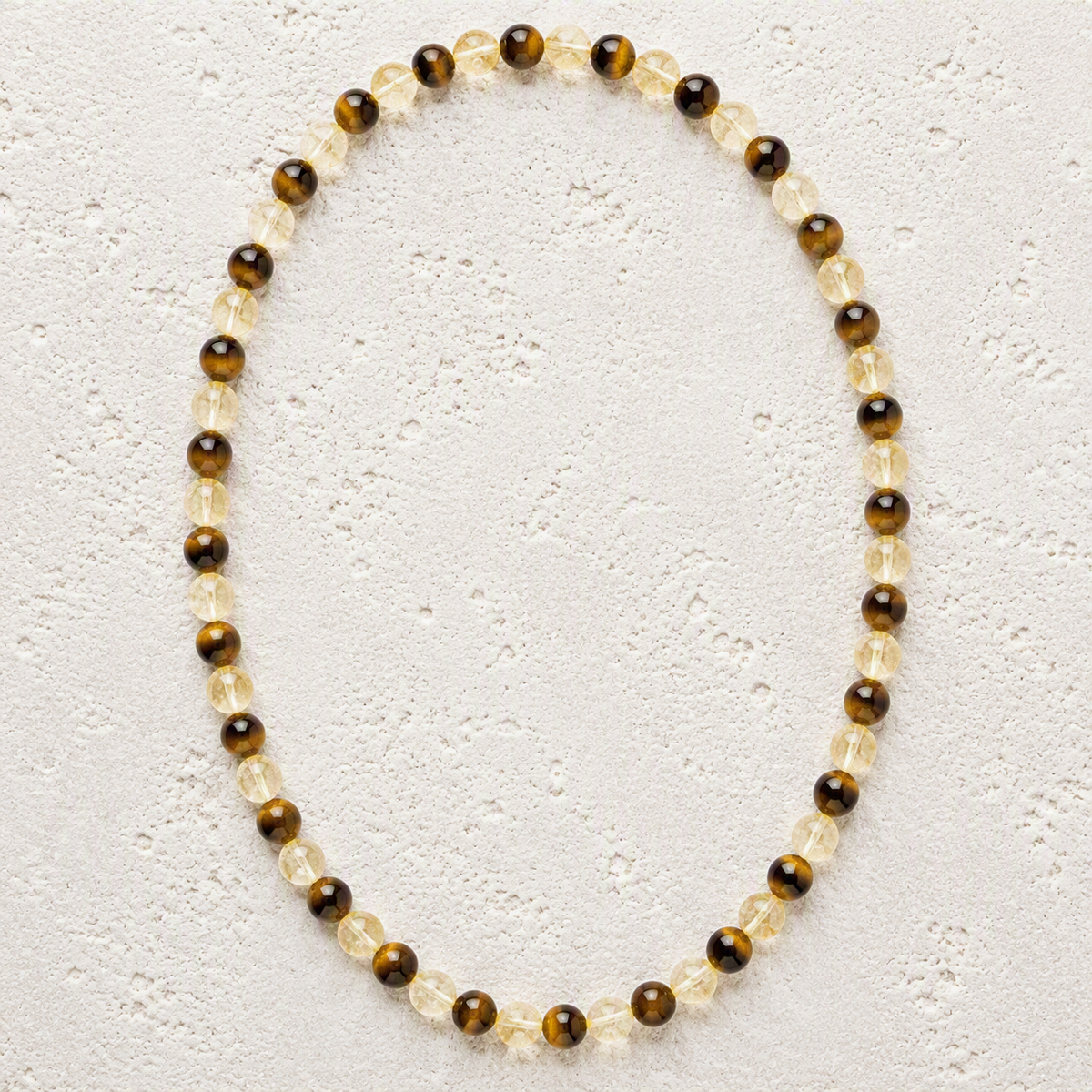 Tiger's Eye, Citrine 6mm Beaded Stretch Necklace • Confidence, Abundance, Success