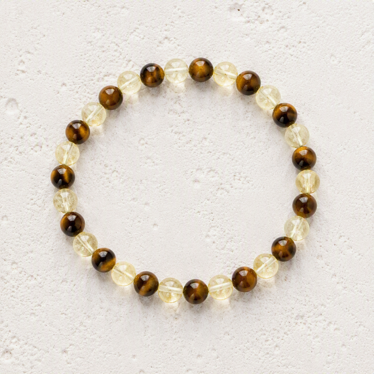 Tiger's Eye, Citrine 6mm Beaded Stretch Bracelet • Confidence, Abundance, Success