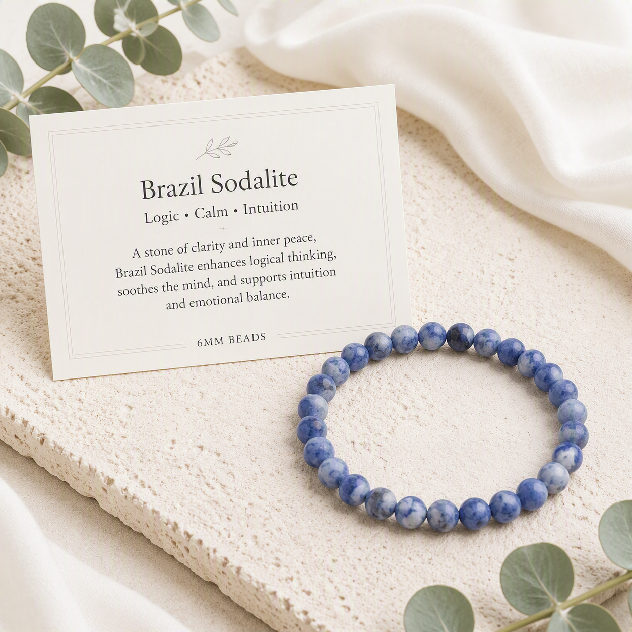 Brazil Sodalite (Matte) 6mm Stretch Bracelet • Clarity, Intuition, Confidence