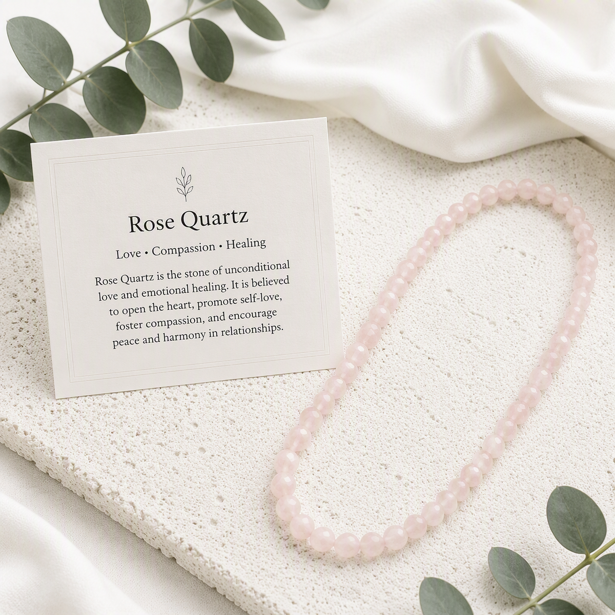 Rose Quartz Faceted 8mm Stretch Necklace • Love, Compassion, Emotional Harmony