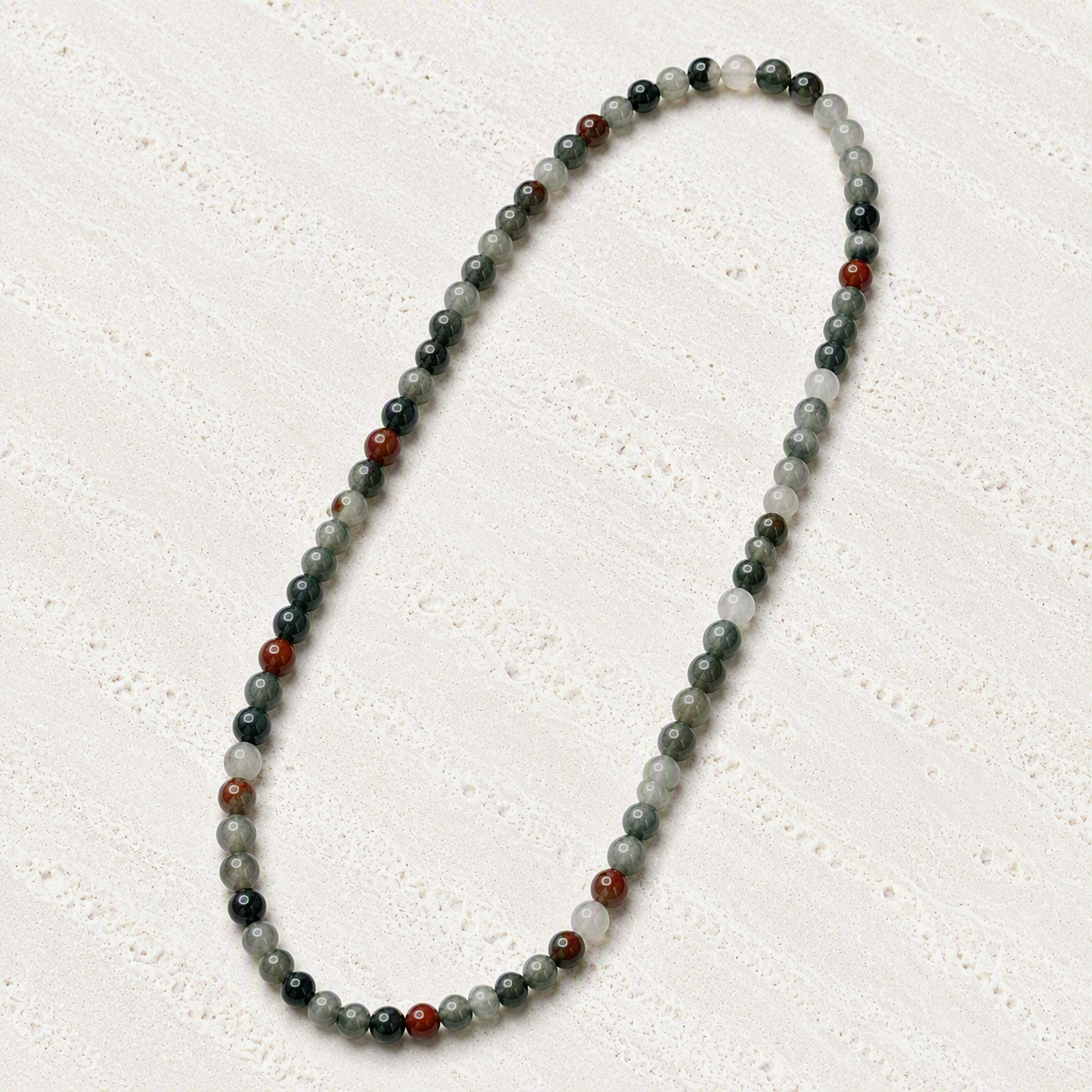African Bloodstone Beaded Stretch Necklace - 6mm - Stretchy Durable Cord - Protection, Grounding Crystal Jewelry