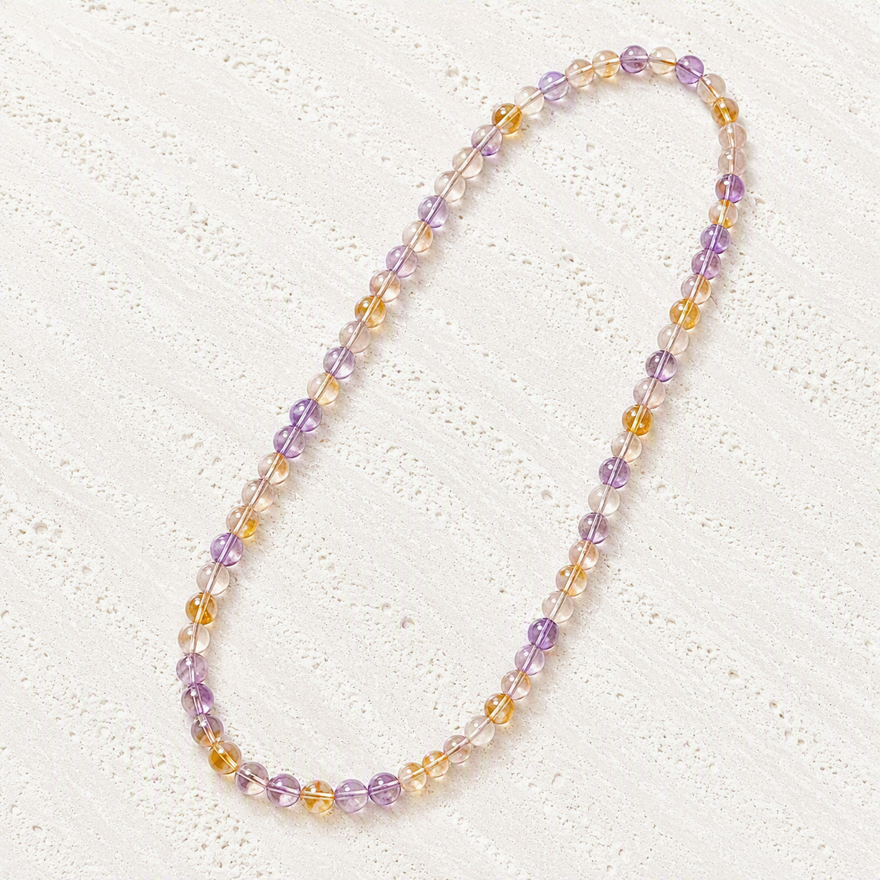 Ametrine Stretch Beaded Necklace 6mm - Clarity, Balance, Positive Energy
