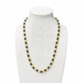 Citrine and hematite beaded stretch necklace, alternating black and gold beads