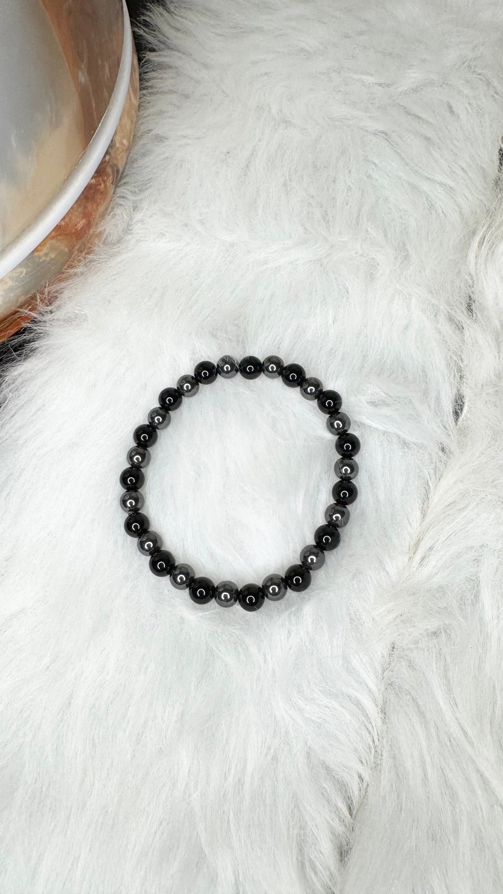 Black Onyx, Hematite Beaded Stretch Bracelet – 6mm | Made to Order