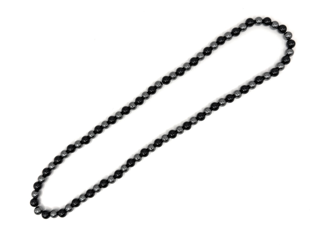 Black Onyx, Hematite Beaded Stretch Necklace – 6mm | Made to Order
