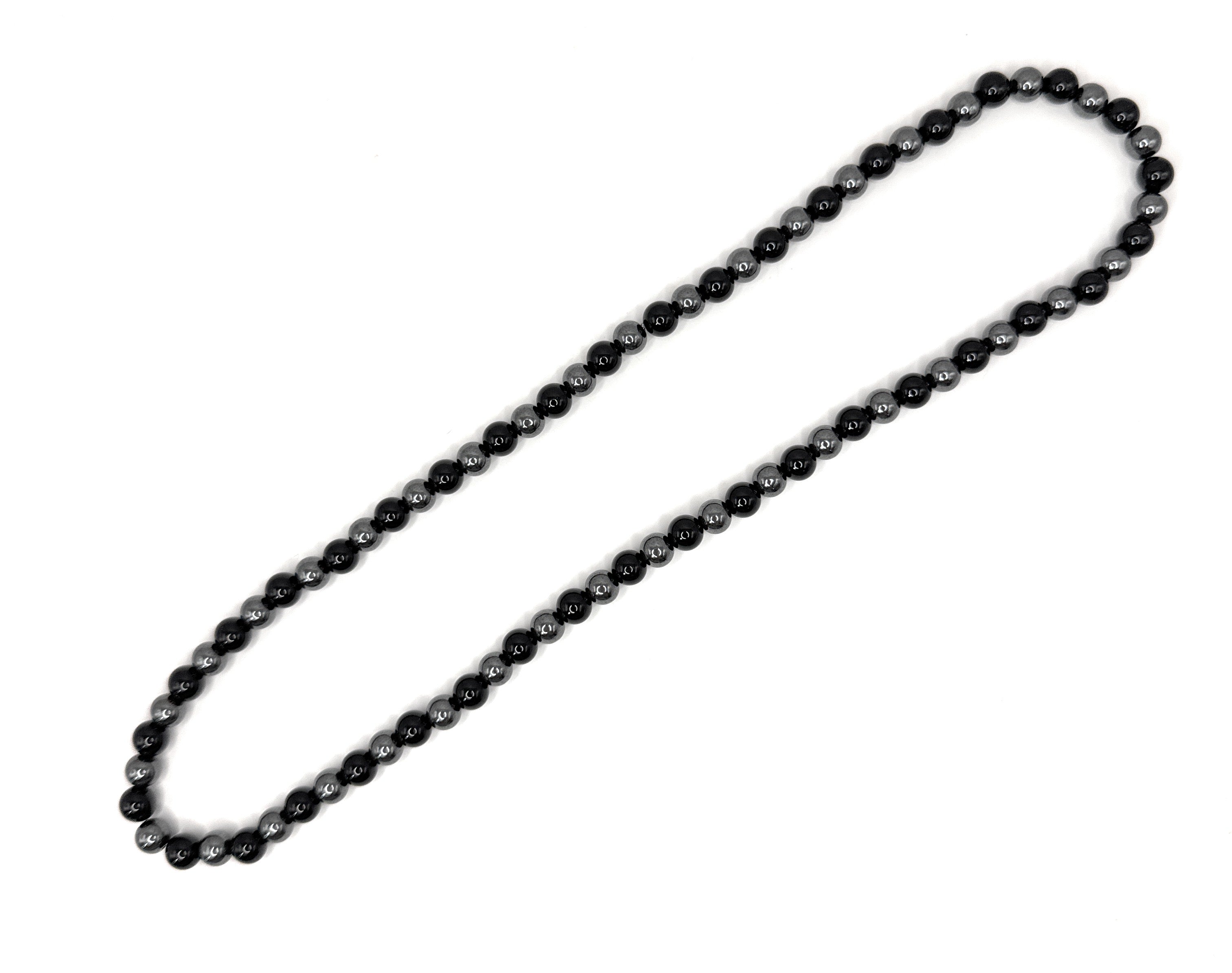 Black Onyx, Hematite Beaded Stretch Necklace – 6mm | Made to Order