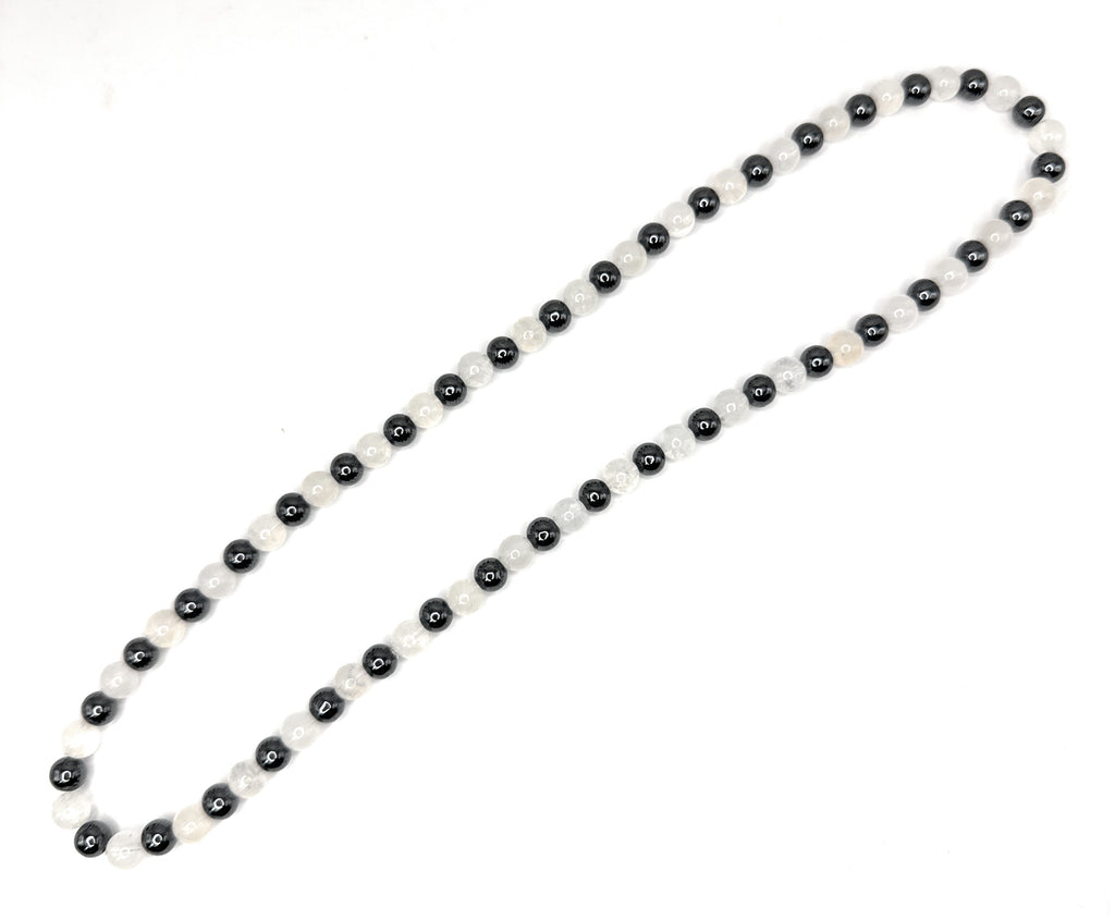 Moonstone, Hematite Beaded Stretch Necklace– 6mm | Made to Order