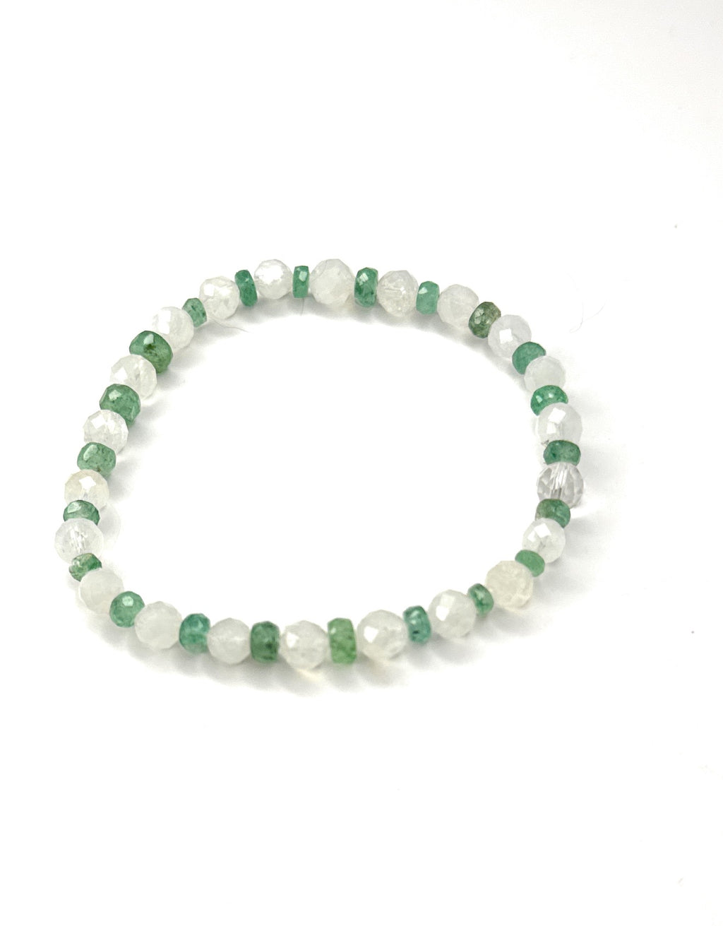Zambian Emerald, Rainbow Moonstone Gemstone Beaded Stretch Bracelet – 3mm,5mm | Made to Order, Tiny Stones, Dainty