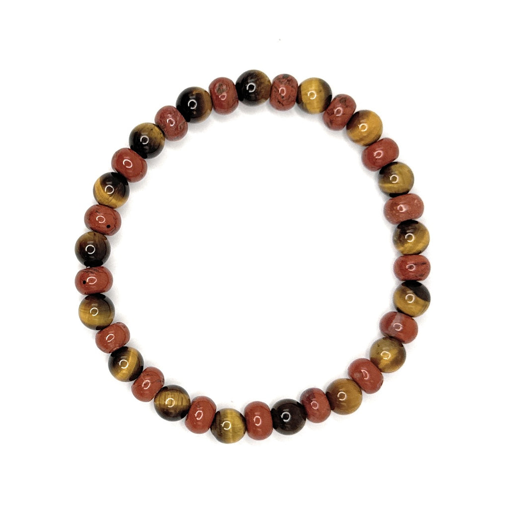 Red Jasper (Rondelle), Tiger’s Eye Beaded Stretch Bracelet – 6mm | Made to Order