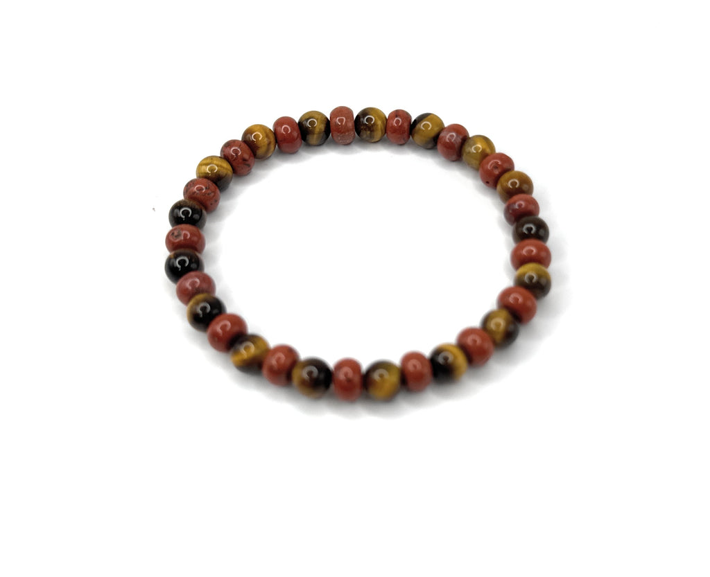 Red Jasper (Rondelle), Tiger’s Eye Beaded Stretch Bracelet – 6mm | Made to Order