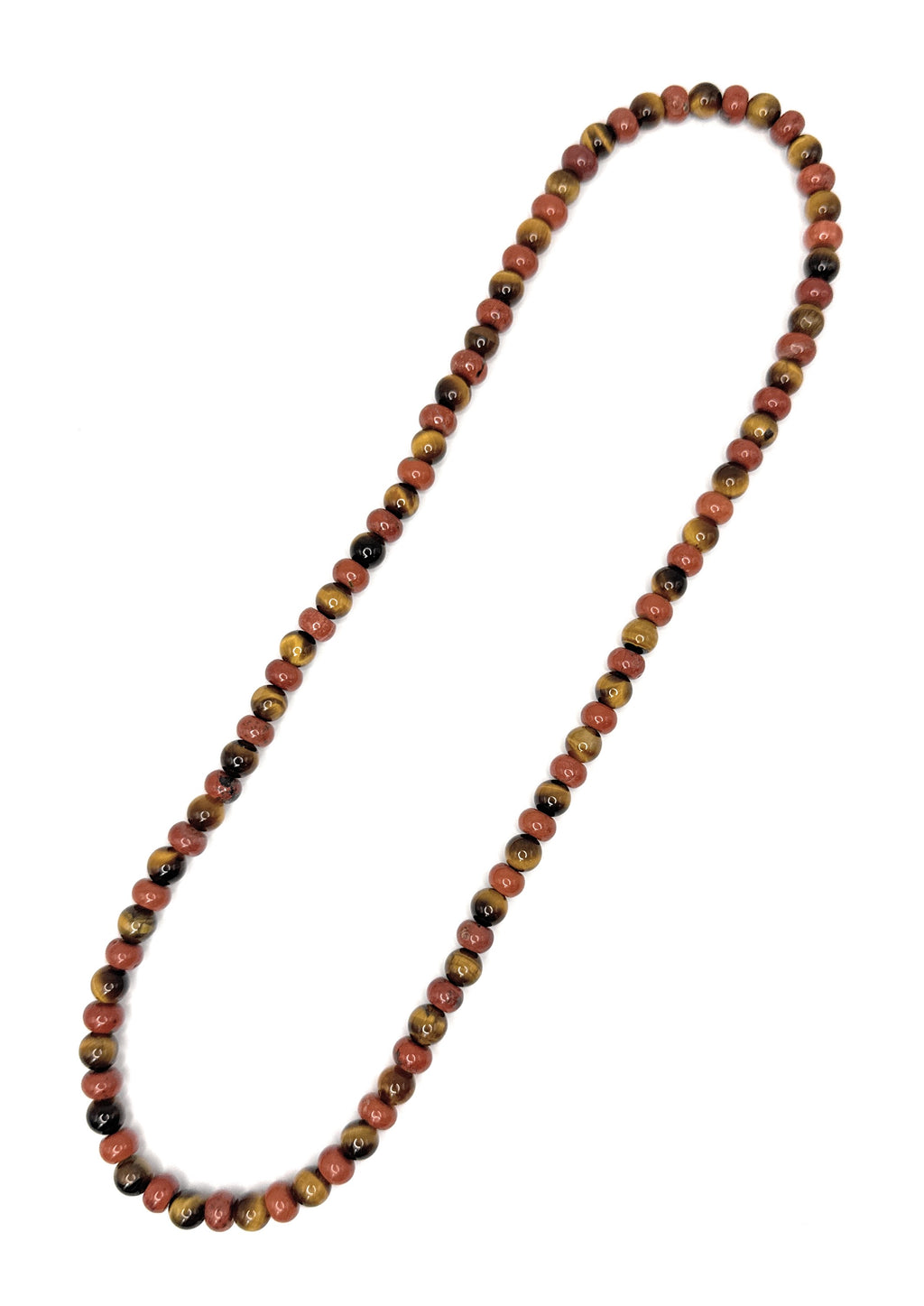 Red Jasper (Rondelle), Tiger’s Eye Beaded Stretch Necklace – 6mm | Made to Order, No Clasp