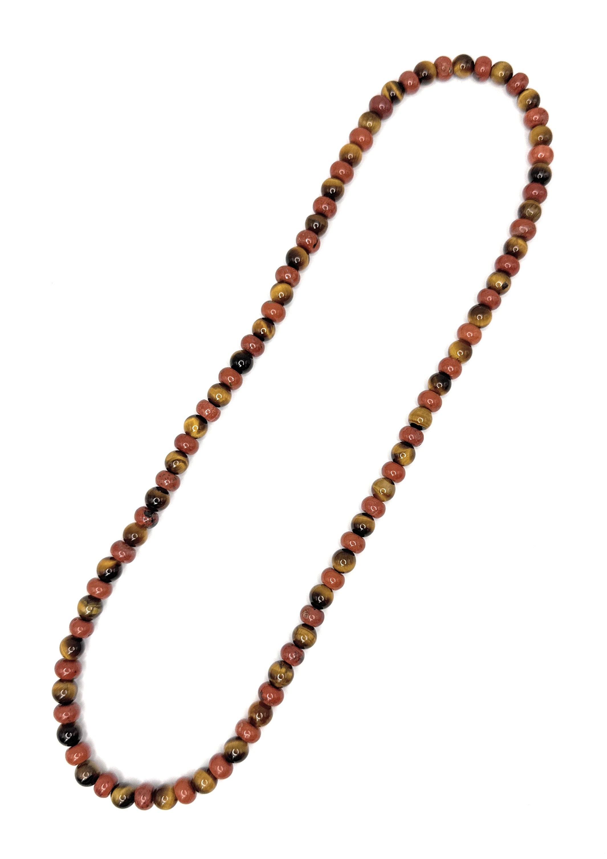 Red Jasper (Rondelle), Tiger’s Eye Beaded Stretch Necklace – 6mm | Made to Order, No Clasp