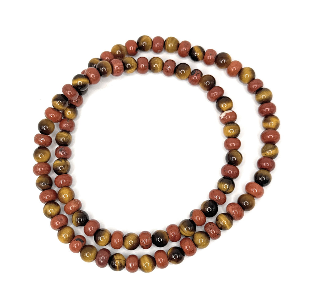 Red Jasper (Rondelle), Tiger’s Eye Beaded Stretch Necklace – 6mm | Made to Order, No Clasp