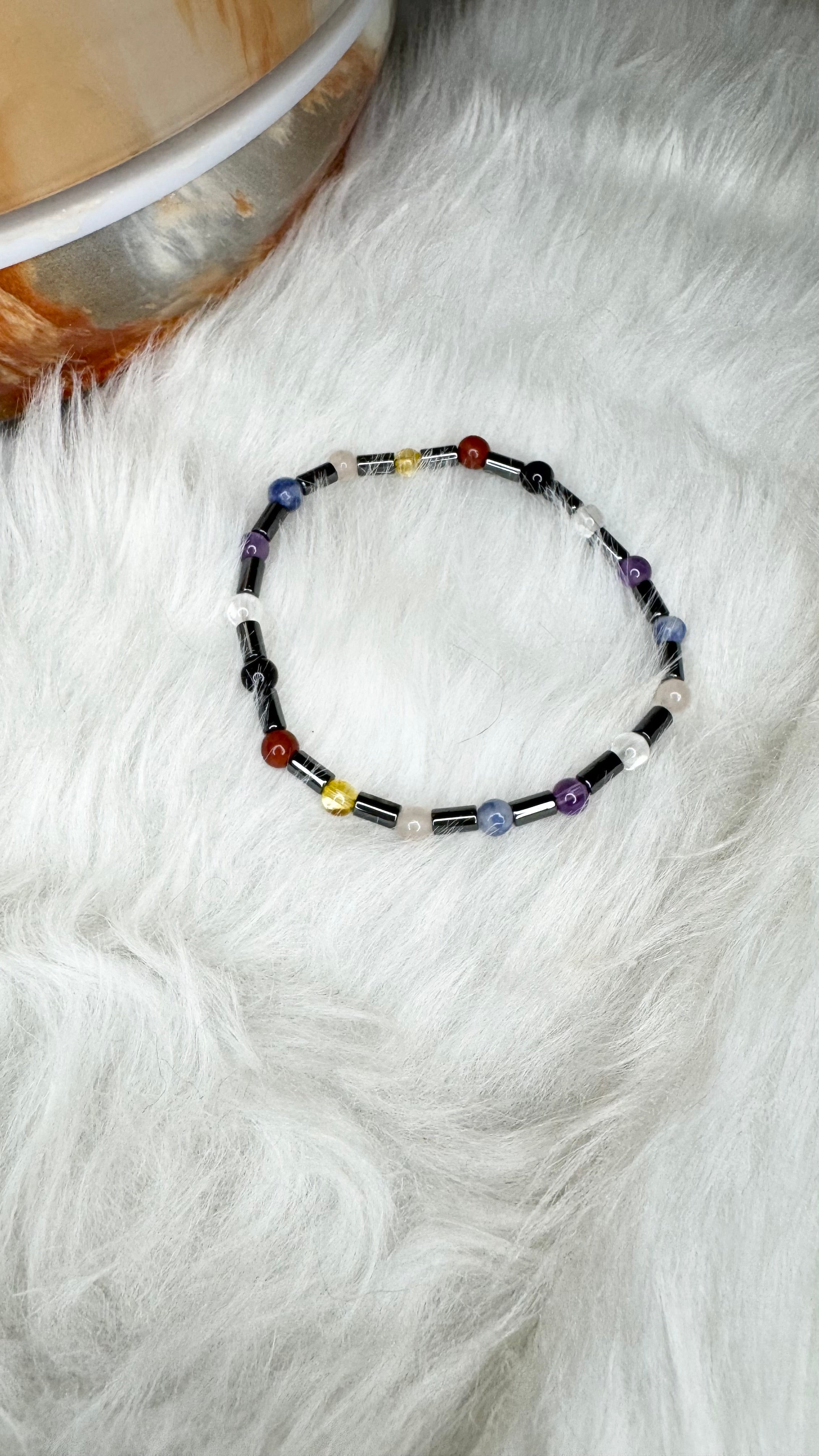 Tiny, Dainty, 7 Chakra Beaded Stretch Bracelet – 4mm | Handmade