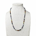 7 chakra beaded stretch necklace with black & silver-tone beads, multicolor accents