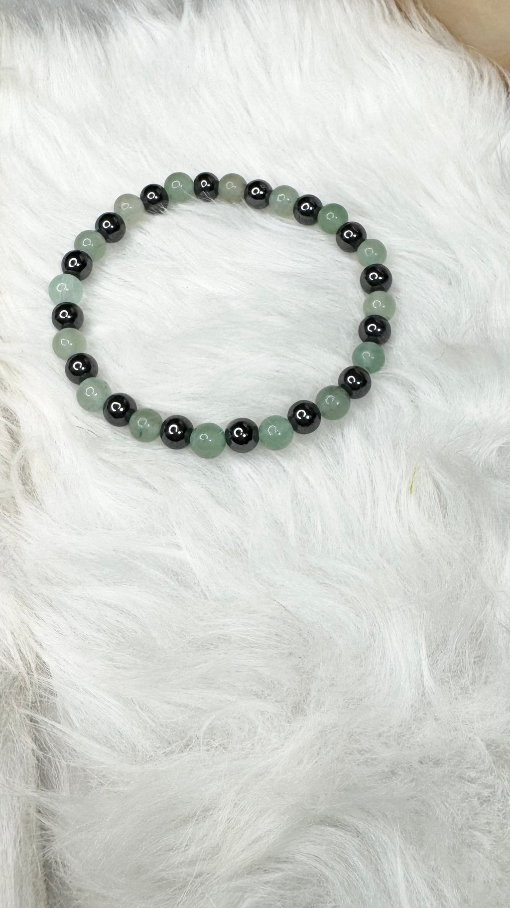 Green Aventurine, Hematite Beaded Stretch Bracelet – 6mm | Made to Order