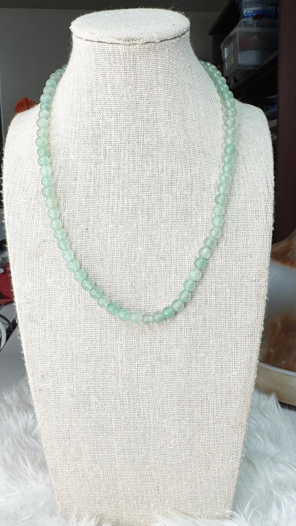 Green Aventurine Beaded Stretch Necklace – 6mm | Made to Order, No Clasp