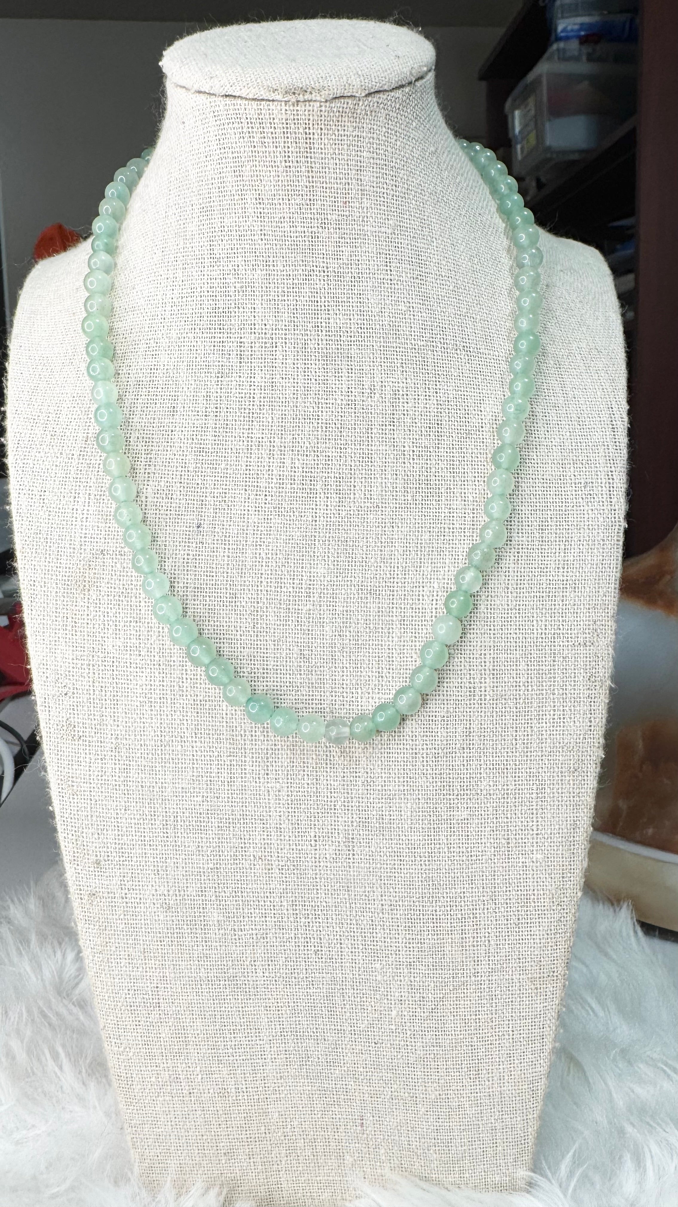 Green Aventurine Beaded Stretch Necklace – 6mm | Made to Order, No Clasp