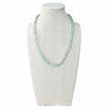 Green aventurine beaded stretch necklace on mannequin, light green 6mm round beads