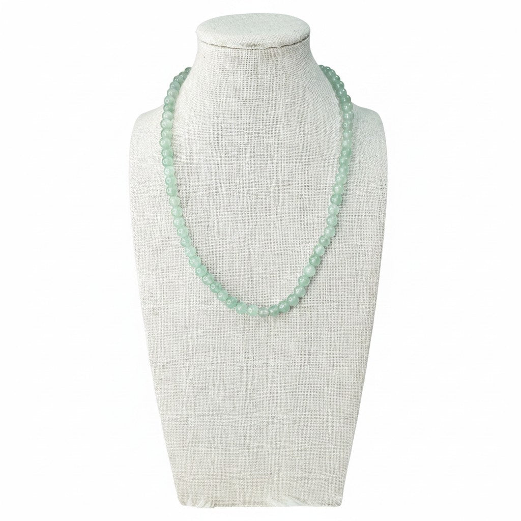 Green Aventurine Beaded Stretch Necklace 6mm | Luck Renewal Prosperity, Healing Crystal Jewelry, Gift for Her